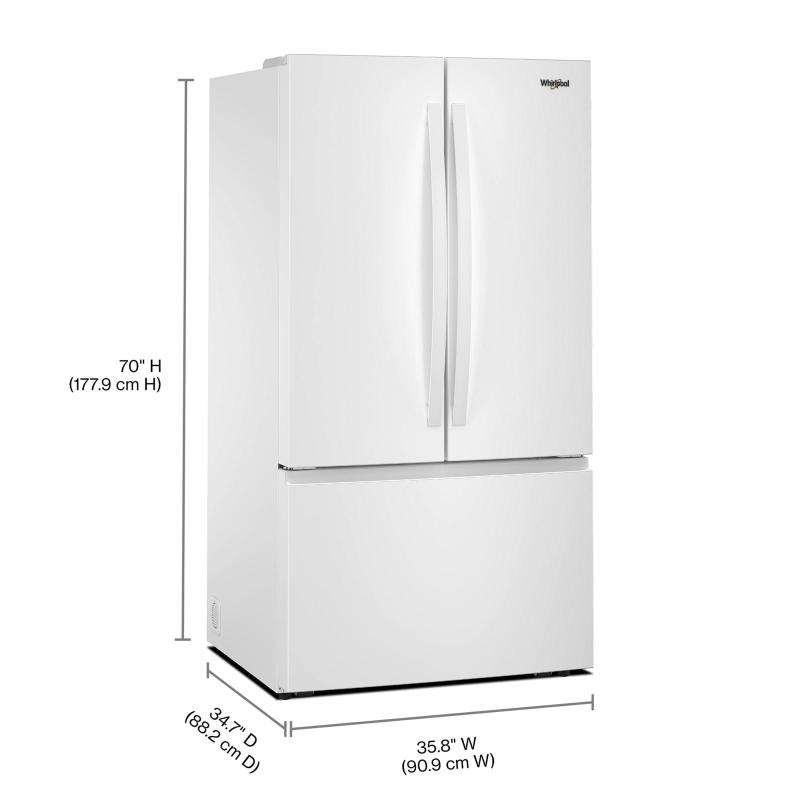 36" Whirlpool 31 Cu. Ft. French Door Refrigerator with Interior Water Dispenser - WRFF3336SW