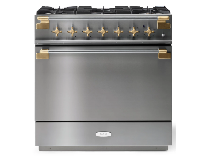 36" AGA Elise Series Freestanding Dual Fuel Range with Antique Brass Trim - AEL361DFABSS