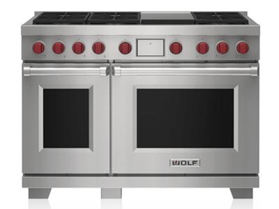 48" Wolf 7.8 Cu. Ft. Dual Fuel Range with 6 Burners and Infrared Griddle - DF48650G/S/P/LP