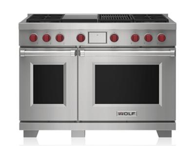 48" Wolf Dual Fuel Range with 4 Burners Infrared Charbroiler and Infrared Griddle - DF48450CG/S/P/LP