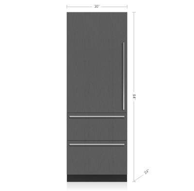 30" SubZero Designer Left Hinge Over-and-Under Refrigerator With Internal Dispenser - DET3050RID/L