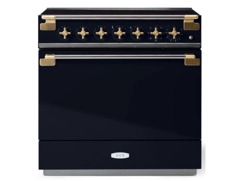 36" AGA Elise Series Freestanding Induction Range with Antique Brass - AEL361INABBLK