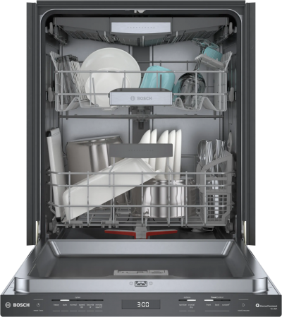 24" Bosch 800 Series 42 dBA Dishwasher with Flexible 3rd Rack in Black Stainless - SHP78CM4N