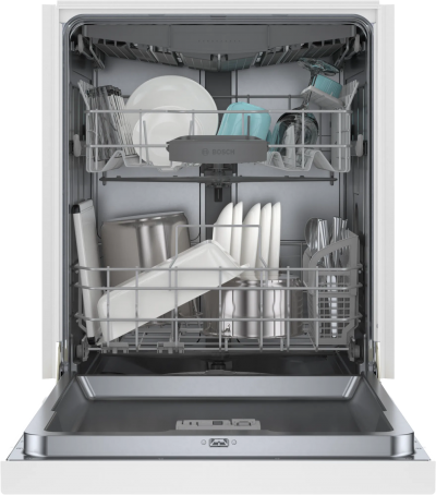 24" Bosch 300 Series 46 dBA Dishwasher with Standard 3rd Rack in White - SHE53C82N