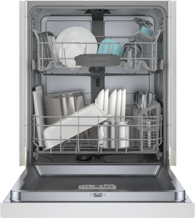 24" Bosch 100 Series Plus 48 dBA Dishwasher in White - SHE4AEM2N