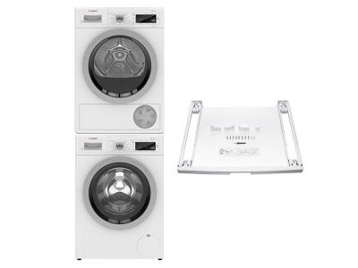 24" Bosch Front Load Washer and Dryer and Laundry Accessory - WTZ11400UC-WAW285H1UC-WTW87NH1UC