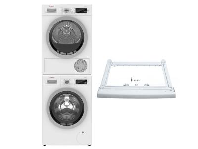 24" Bosch Front Load Washer and Dryer and Laundry Accessory - WTZ20410UC-WAW285H1UC-WTW87NH1UC