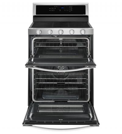 30" Whirlpool 6.0 Cu. Ft. Gas Double Oven Range With Center Oval Burner - WGG745S0FS