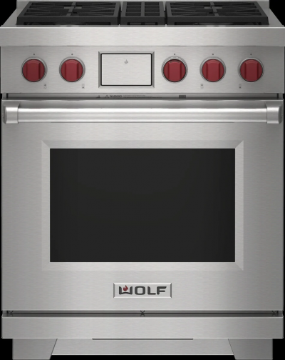 30" Wolf Dual Fuel Natural Gas Range with 4 Burners - DF30450/S/P