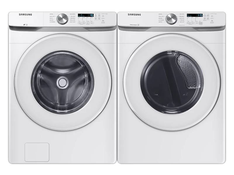 27" Samsung 5.2 Cu. Ft. Front Load Washer And 7.5 Cu. Ft. Electric Dryer - WF45T6000AW-DVE45T6005W