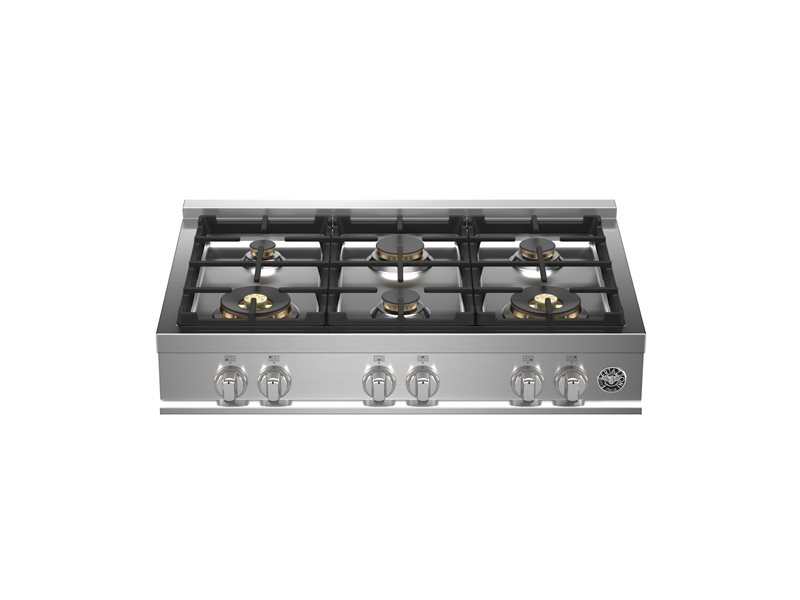 36" Bertazzoni Master Series Gas Rangetop With 6 Brass Burners - MAST366RTBXT