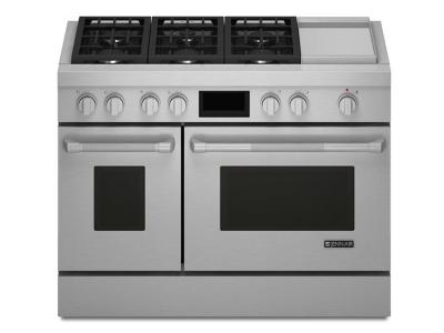 48" Jenn-Air Pro-Style Dual-Fuel Range with Griddle and MultiMode Convection, 48" - JDRP548WP
