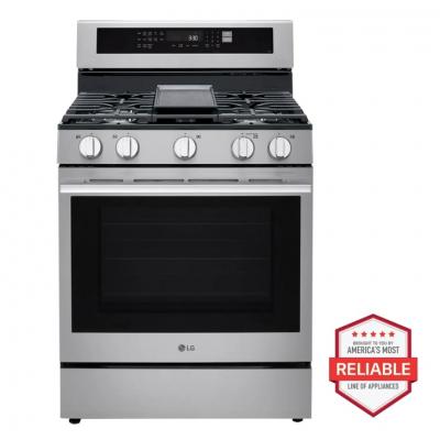 30" LG 6.3 Cu. Ft. Smart Wi-Fi Enabled Probake Convection Gas Range with Air Fry & EasyClean - LRGN6325X