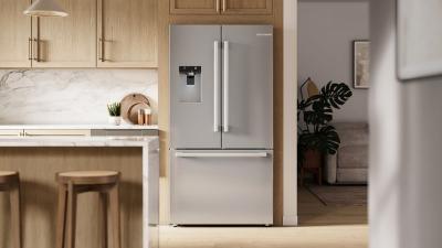36" Bosch 500 Series French Door Bottom Mount Refrigerator Brushed Steel Anti-Fingerprint - B36CD52SNS
