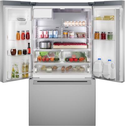 36" Bosch 500 Series French Door Bottom Mount Refrigerator Brushed Steel Anti-Fingerprint - B36CD52SNS