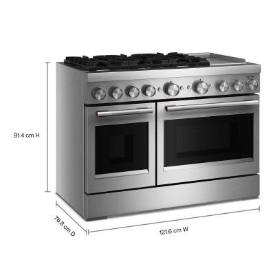48" Kitchenaid 6 Burner Commercial-Style Dual Fuel Range with Griddle - KFDD948SSS