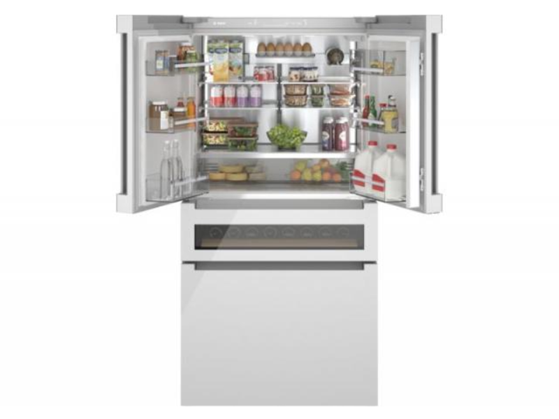 36" Bosch 800 Series French Door Bottom Mount Glass door Refrigerator in White - B36CL81ENW