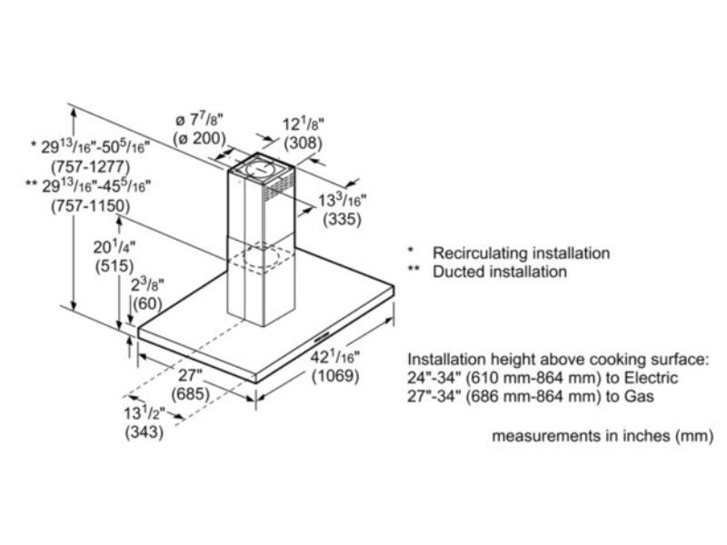 42" Bosch 800 Series Box Island Hood - HIB82651UC